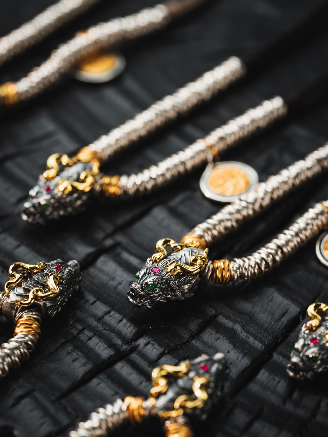 925 Sterling Silver Gold-Plated Auspicious Lion Stretch Bracelet