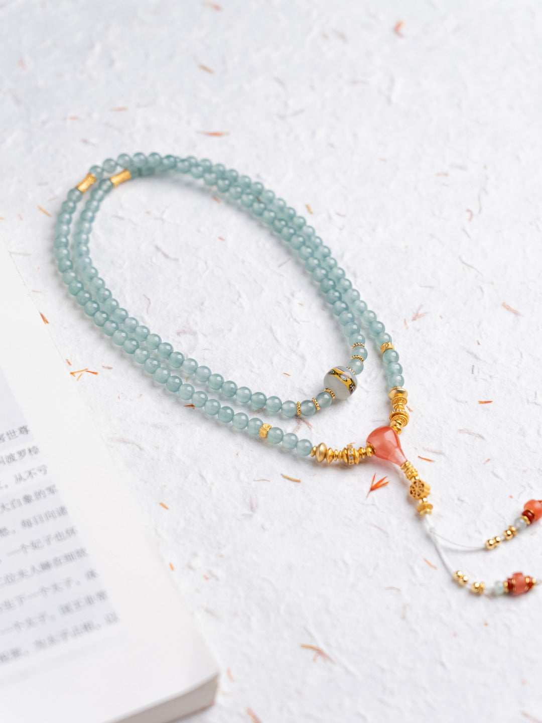 Azure Whisper Guatemalan Jade Mala