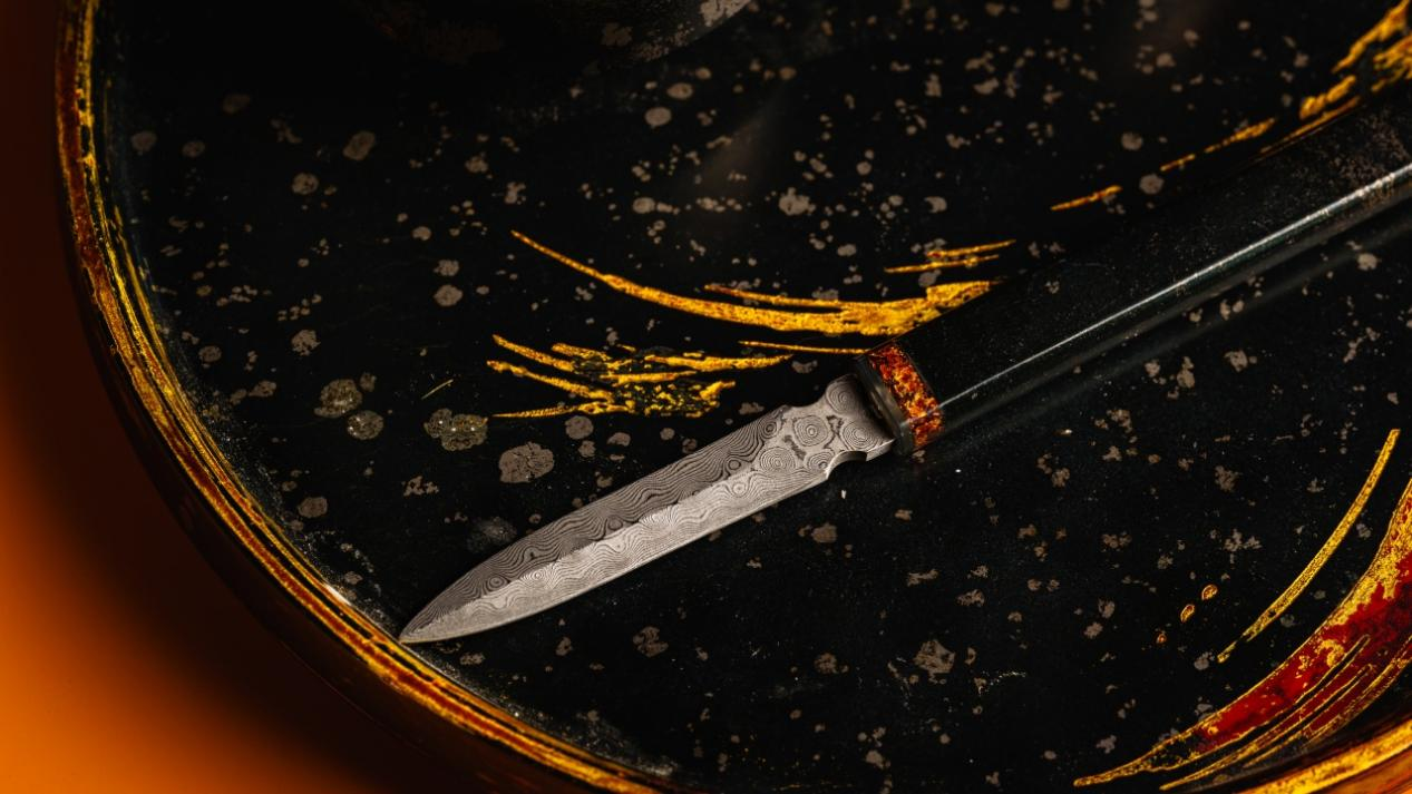 Damascus & Lacquered Tea Knife