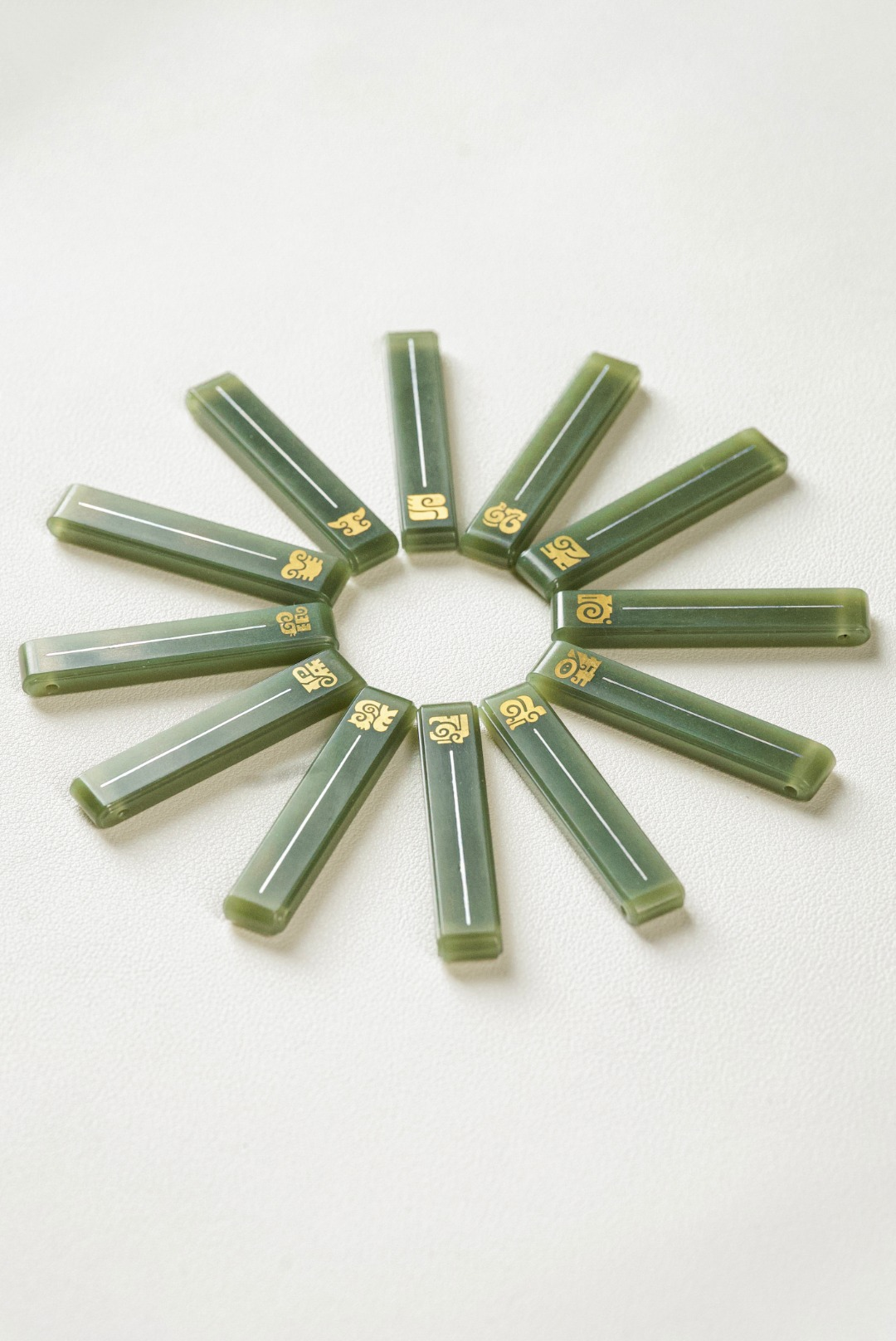 Zodiac Inlay Jade Bar Pendant