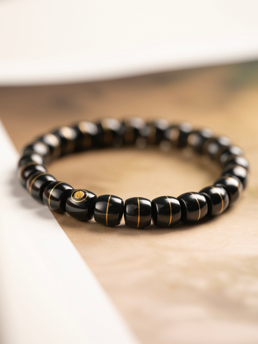 Midnight Jade with Golden Lines Bracelet