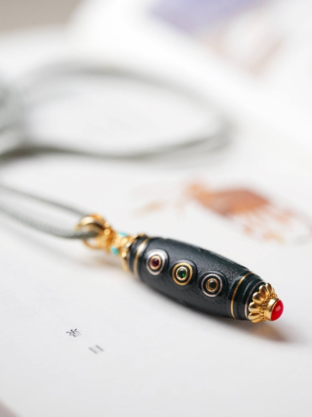 Five-Eyed Dzi Bead Pendant