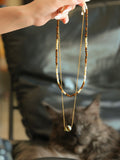Lacquer Bead & Gemstone Lariat